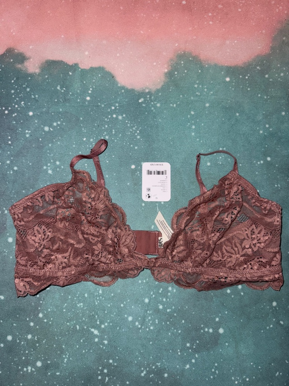 Free people Lace Bralette in Dusty Rose taupe size large - Women’s Intimates